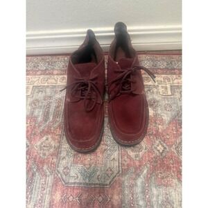 Clarks Womens Burgundy Suede Lace Up Chukka Desert Boots 10W Wide 261047035075